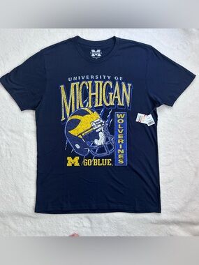 Michigan Wolverines Navy and Yellow University Graphic Tee Size Large